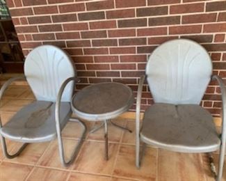 Vintage Outdoor Metal Chairs and table