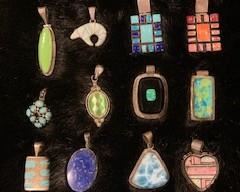 Calvin Begay Ice Opal Bear Pendant, L. Yazzie Sterling heart Pendant. Lots of Sterling Pendants, Rings, Bracelets, Necklaces, Earrings