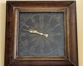 Very large square wooden clock.