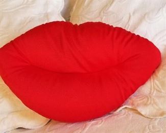 Bright red lip pillow