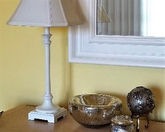 Matching set of white candlestick lamps