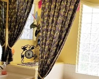Curtains for sale in master bathroom. Grape design to go with all the grape decor.