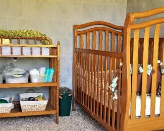 Baby crib and changing table.
