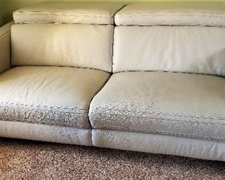 Copenhagen electric leather very light gray sofa with 2 recliners. Purchased recently. Like new.