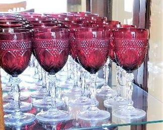 Avon Cape Cod Ruby Red 60 piece set of glassware and dishes.