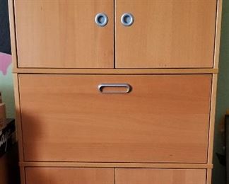 Mid-century modern style wooden office file cabinet and storage.