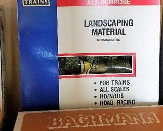 Train set up landscaping materials/