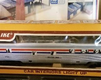 Train car with interior lights that light up.