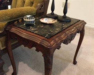 MARBLE TOP QUEEN ANNE TABLE