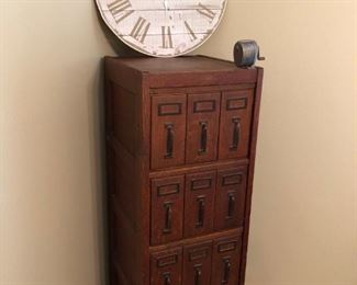SUPER UNIQUE VINTAGE VERTICAL WOODEN FILE CABINET (OUT OF OLD COURTHOUSE)