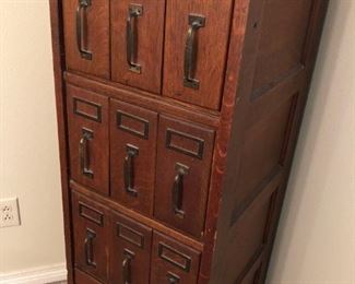SUPER UNIQUE VINTAGE VERTICAL WOODEN FILE CABINET (OUT OF OLD COURTHOUSE)