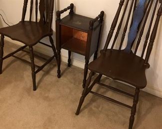 SMOKE STAND, VINTAGE SIDE CHAIRS