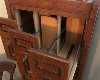 SUPER UNIQUE VINTAGE VERTICAL WOODEN FILE CABINET (OUT OF OLD COURTHOUSE)