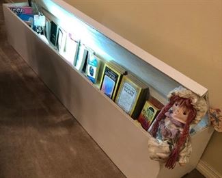 LARGE VINTAGE TOOL/STORAGE BOX, BOOKS