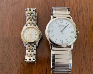 Ladies Seiko 100M and Men’s Citizen Stiletto Eco-Drive wrist watches