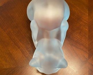 Vintage Lalique Crystal crouching cat.  9 1/2” Long x 4” Wide x 4 1/2” Tall