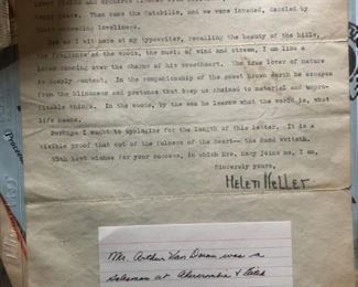 Letter signed by Helen Keller