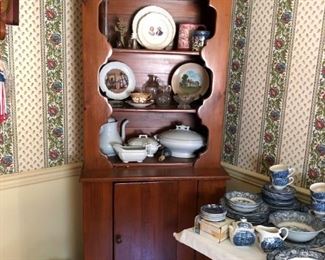 Early Tall Open top Cupboard, Ironstone, Plates