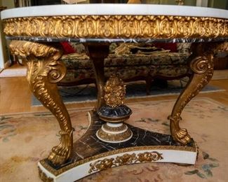 LOT #1 — Rare stunning marble inlay mosaic center table 44" diameter x 32" tall
