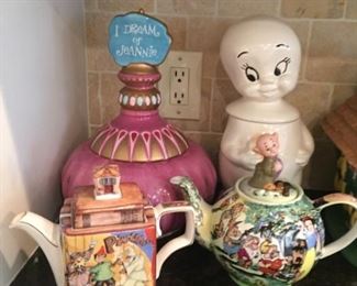 Classic cookie jars and tea pots.