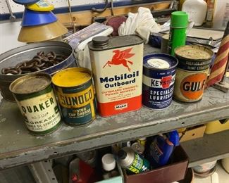 VINTAGE GAS A ND OIL CANS MOBILOIL SUNOCO GULF 