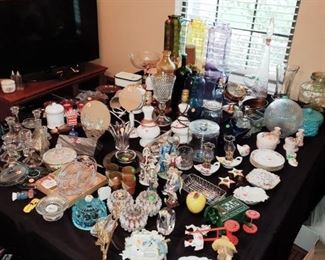 LOTS of Decorative Glassware - Antique, Vintage, and Newer, TV and Stand are also for sale.