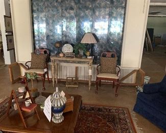 Side table, chairs, decorative pillows.  6 x 9 rug now $600