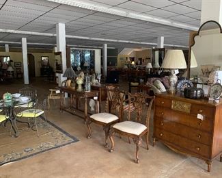 Breakfast room table & chairs, mirror, chairs.  Sideboard and chest are both SOLD