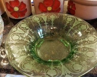 Vaseline Glass Compote Bowl  $50
