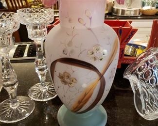 Fenton Burmese Glass Vase  Perfect  $175