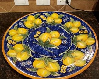 Stunning Caltagirone Majolica Charger- Big as the counter- Signed by artist A. Borin- $350