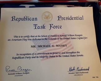 Signed by Ronald Reagan and Bob Packwood