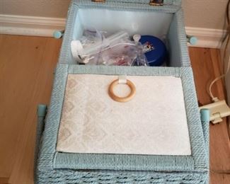Wicker Sewing Basket full of stuff-  $40