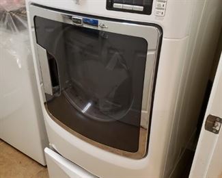 Like new Maytag Maxima Front Loading Electric Dryer with Pedestal  $400