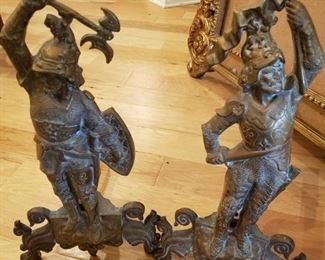 Huge Solid Brass Antique Andirons Probably French  $150 Pair