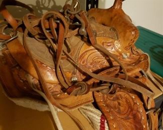 Hand Tooled Childs Leather Saddle  $150