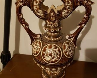 Antique Majolica Vase  Signed  $125