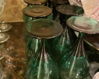 Set of 10 Green Wine Glasses - $25