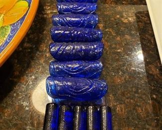 Cobalt Blue Napkin Rings and Knife Rests  $25 all