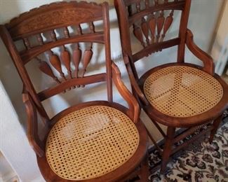Pair Antique Cane Seat Chairs  $150 Pair