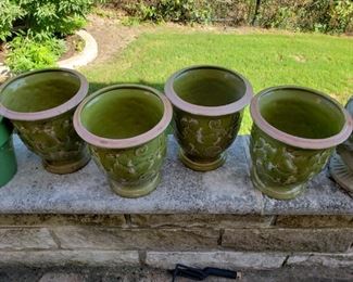 Green Decorated Ceramic Planters  $20 ea