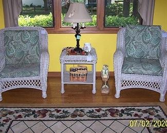 All weather wicker furniture, large area rug