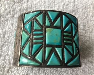 Ladies Sterling silver and Turquoise cuff, for a small wrist