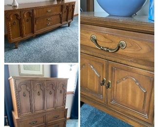 Mid century John Cameron.  Chest, dresser, 2 night stands, full headboard 