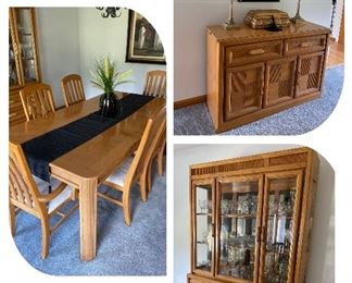 Stanley Furniture Dining Set.
Table (60”x40”) plus two 16 leaf inserts
Buffet (46”x17”x32”)
Hutch (54”x17”x79”)
