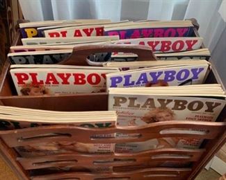 109m Wood Magazine Rack  1980s Playboy Magazines
