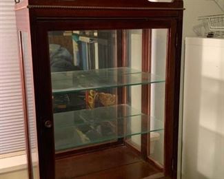 216o Vintage Wood  Glass Display Cabinet
