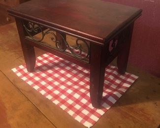 Wood and iron foot stool