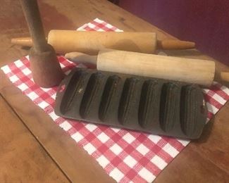Corn stick pan
Rolling pins
Masher
