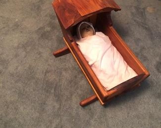 Handmade Cedar doll cradle